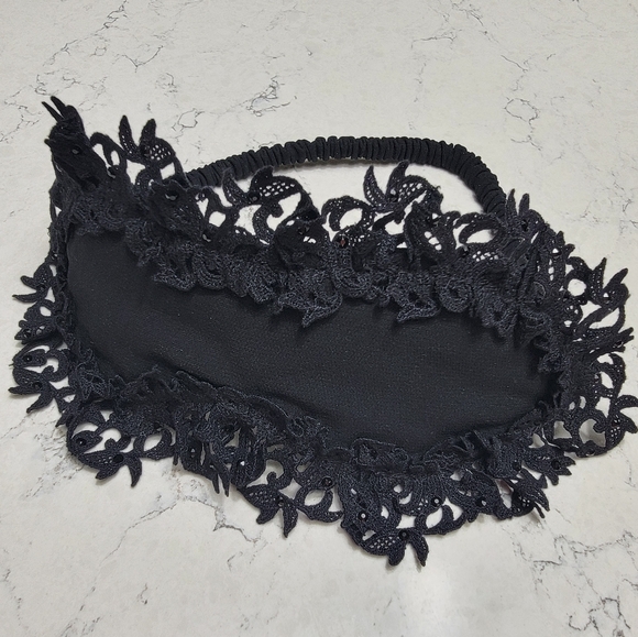 La Perla Silk Black Macramé Crystal Detail Bedroom Eye Mask Bridal Boudoir - Picture 6 of 10